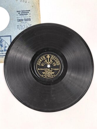 Kaiserreich und 1. Weltkrieg, Schellack Platte "Anker Record"  Soldatenblut / Schneidige Truppe
