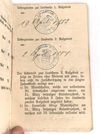 Württemberg Militärpaß, eingestellt 1874 bei Infanterie Regiment Nr. 121