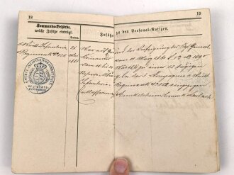 Württemberg Militärpaß, eingestellt 1874 bei Infanterie Regiment Nr. 121