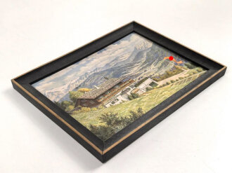 III.Reich, original gerahmter Kunstdruck " Haus Wachenfeld, Landhaus des Führers" Maße 20,5 x 27cm