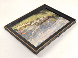 III.Reich, original gerahmter Kunstdruck " Haus Wachenfeld, Landhaus des Führers" Maße 20,5 x 27cm
