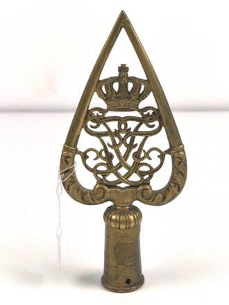 Mecklenburg Schwerin,  Fahnenspitze für Bataillonsfahnen. Gebrauchtes Stück, Gesamthöhe 21cm