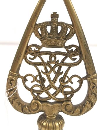 Mecklenburg Schwerin,  Fahnenspitze für Bataillonsfahnen. Gebrauchtes Stück, Gesamthöhe 21cm