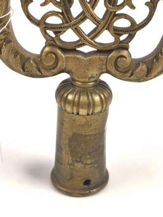 Mecklenburg Schwerin,  Fahnenspitze für Bataillonsfahnen. Gebrauchtes Stück, Gesamthöhe 21cm