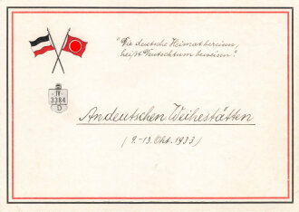 Patriotische Ansichtskarte " Die deutsche Heimat bereisen, heißt Deutschtum bereisen" An deutschen Weihestätten 9-13- Okt. 1933.