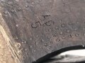 Paar Stiefel für Mannschaften, zweiteilige Sohle, eventuell für Reichsarbeitsdienst ? Innen im Schaft Grössenstempel. Getragenes Paar, Sohlenlänge 31,5cm. Anscheinend neuzeitlich geschwärzt