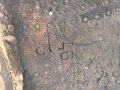 Paar Stiefel für Mannschaften, zweiteilige Sohle, eventuell für Reichsarbeitsdienst ? Innen im Schaft Grössenstempel. Getragenes Paar, Sohlenlänge 31,5cm. Anscheinend neuzeitlich geschwärzt