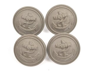 Kriegsmarine, Vier Feldblusenknöpfe 21mm für Küstenartillerie