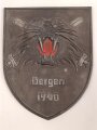 Kriegsmarine, Wandplakette "Tigerverband Bartels Bergen 1940"  Zinkguss, Originallack, Höhe 19cm