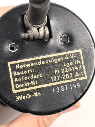 Luftwaffe Notwendezeiger Fl 22414-1, Bauart um 1944, Funktion nicht geprüft