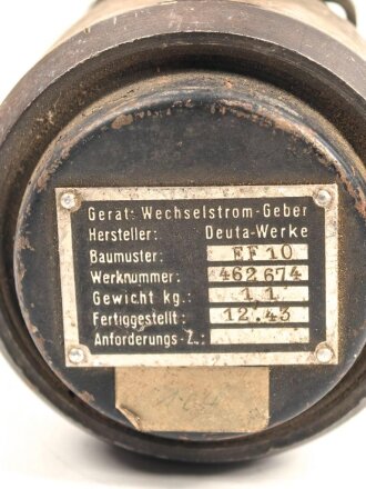 Luftwaffe , Wechselstrom Geber EF10, datiert 1943,...