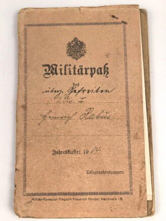 1. Weltkrieg Militärpaß, eingestellt am...