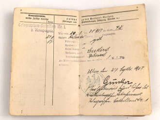1. Weltkrieg Militärpaß, eingestellt am 26.Oktober 1904.