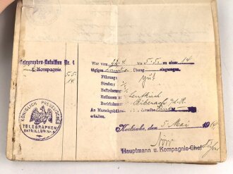 1. Weltkrieg Militärpaß, eingestellt am 26.Oktober 1904.