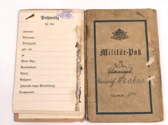 1. Weltkrieg Militärpaß, eingestellt am...