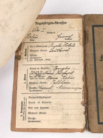 1. Weltkrieg Militärpaß, eingestellt am 26.Oktober 1904.