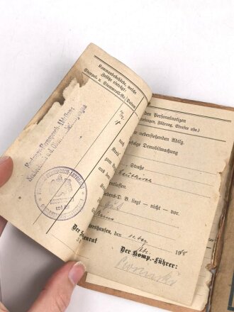 1. Weltkrieg Militärpaß, eingestellt am 26.Oktober 1904.