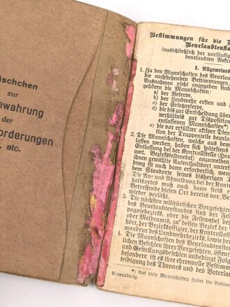 1. Weltkrieg Militärpaß, eingestellt am 26.Oktober 1904.
