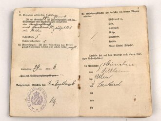 1. Weltkrieg Militärpaß, eingestellt am 26.Oktober 1904.
