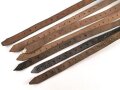 Sieben Stück Tornister / Mantelriemen, meiner Meinung nach Deutschland nach 1945, teilweise nachgestempelt