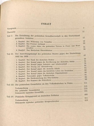 Buch "Dokumente polnischer Grausamkeit" Berlin 1940 mit 456 Seiten. Einband defekt