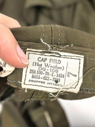 U.S. Army , Hot weather cap, 1st pattern. You will receive the exact 10 pieces pictured. All Vietnam war era, uncleaned