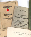 Einsatzbuch für Nachrichtenhelferinnen des Heeres, dazu Dienstausweis, Durchlaßschein sowie diverse weitere Papiere