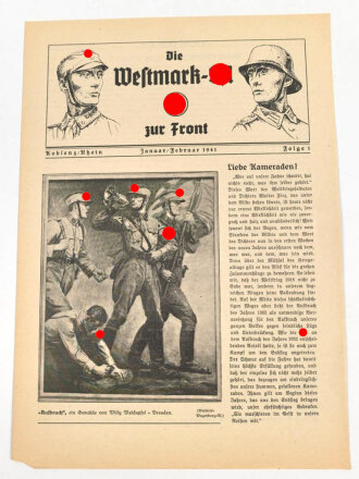Faltblatt "Die Westmark-SA zur Front!, A4, 4 Seiten, datiert Januar/Februar 1941