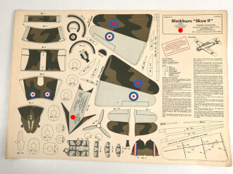 NSFK Baubogen Englischer Sturzbomber " Blackburn Skua II" Guter Zustand, Maße 49 x 70cm