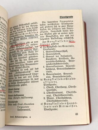 "Rekrutenlexikon - Ein Merkbuch für den Infanteriedienst"  datiert 1935, 157 Seiten, DIN A6, gebraucht