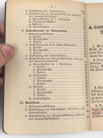 H. Dv. 470/1. "Ausbildungsvorschrift für die Panzertruppe" Heft 1, datiert 1937, 63 Seiten, DIN A6