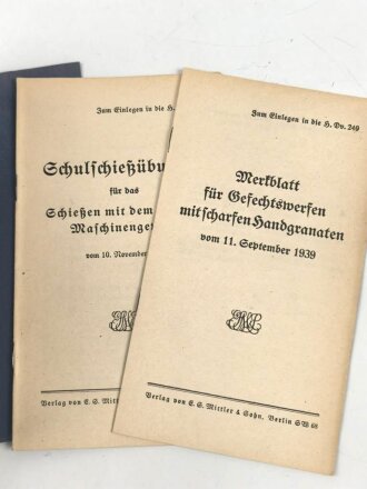 H. Dv. 240 "Schießvorschrift für die Gewehr (Karabiner), leichtes Maschinengewehr, Pistole usw" datiert 1937, 162 Seiten, DIN A6