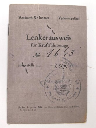 Österreich 1945, Lenkerausweis für...