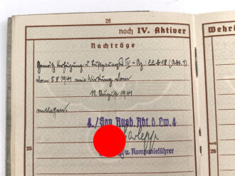 Wehrpaß Heer, eingestellt am 15.21940 bei " Sanitäts Ersatz Abteilung 9 Kassel"