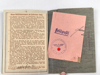 Wehrpaß Heer, eingestellt am 15.21940 bei " Sanitäts Ersatz Abteilung 9 Kassel"