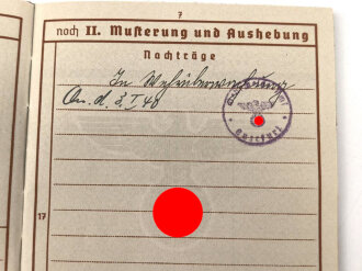 Wehrpaß Heer, eingestellt am 15.21940 bei " Sanitäts Ersatz Abteilung 9 Kassel"