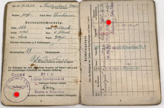 Soldbuch Heer, ausgestellt 27.1.1941 bei Bau Ersatz Btl. 12 Worms.