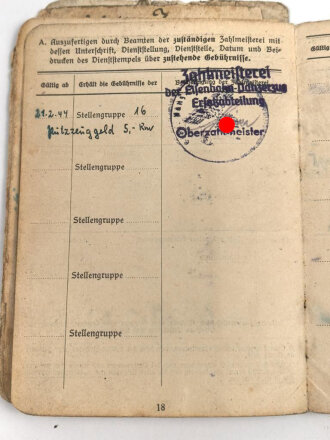 Soldbuch Heer, ausgestellt 24.2.1943 bei Eisenbahn Panzerzug