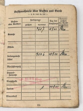 Soldbuch Heer, ausgestellt 24.2.1943 bei Eisenbahn Panzerzug