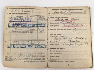 Soldbuch ausgestellt 7.9.1939 bei Nachrichten Ersatz Abteilung 8