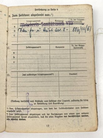 Soldbuch ausgestellt 7.9.1939 bei Nachrichten Ersatz Abteilung 8