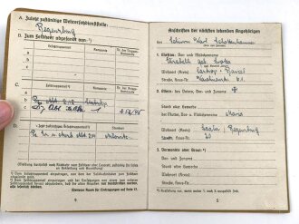 Soldbuch Heer, Ersatzanfertigung, ausgestellt 25.1.1945 bei Stabkompanie Panzer Abteilung 212