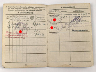 Fallschirmjäger Soldbuch ,  ausgestellt 4.11.1941 bei Fliegerhorstkommandantur LPA Amsterdam und Bentheim.