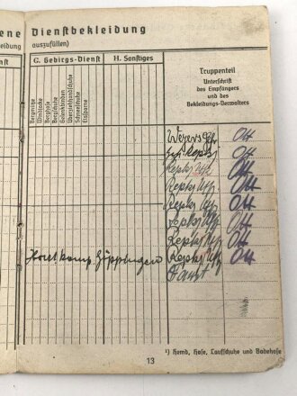 Fallschirmjäger Soldbuch ,  ausgestellt 4.11.1941 bei Fliegerhorstkommandantur LPA Amsterdam und Bentheim.