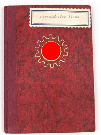 Deutsche Arbeitsfront Mitgliedsbuch eine Angehörigen aus München, datiert 1939