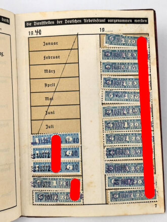 Deutsche Arbeitsfront Mitgliedsbuch eine Angehörigen des Gaus Württbg.-Hohenz., Stuttgart, datiert 1940