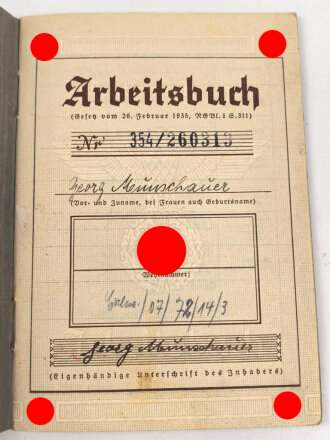 Arbeitsbuch für einen Hilfsarbeiter,  tätig bei...