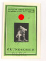DLRG Grundschein für einen Mann aus Stuttgart-Degerloch, 1941