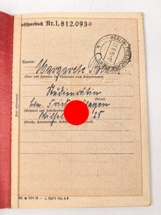 Deutsche Reichspost "Postsparbuch" eintragungen...