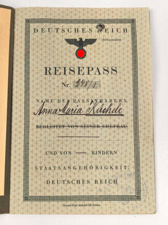 Deutsches Reich, Reisepass einer Frau aus Stuttgart,...